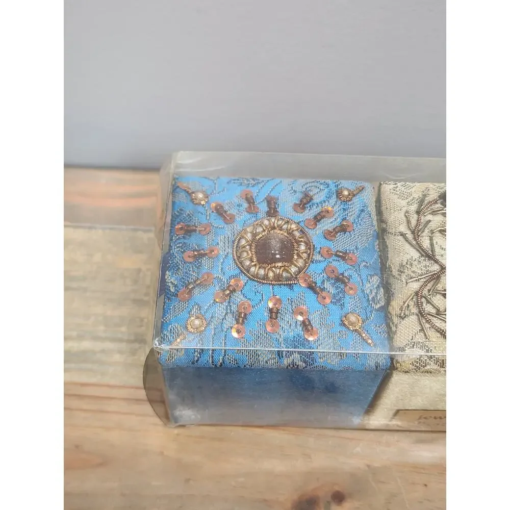 Pier 1 Discontinued Colorful Jeweled Trinket/Jewelry Boxes Set Of 3 New In Box